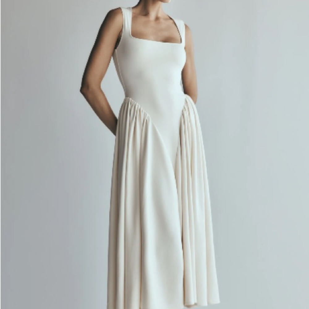 Meshki Scuba Jersey Midi Dress in Ivory - Picture 2 of 11